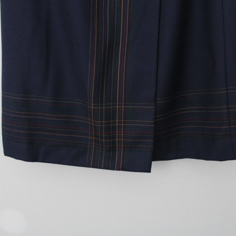 Pendleton Solid Navy Blue Long Plaid Stripe Skirt - image 6